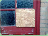 boarded up Chorlton Cum Hardy